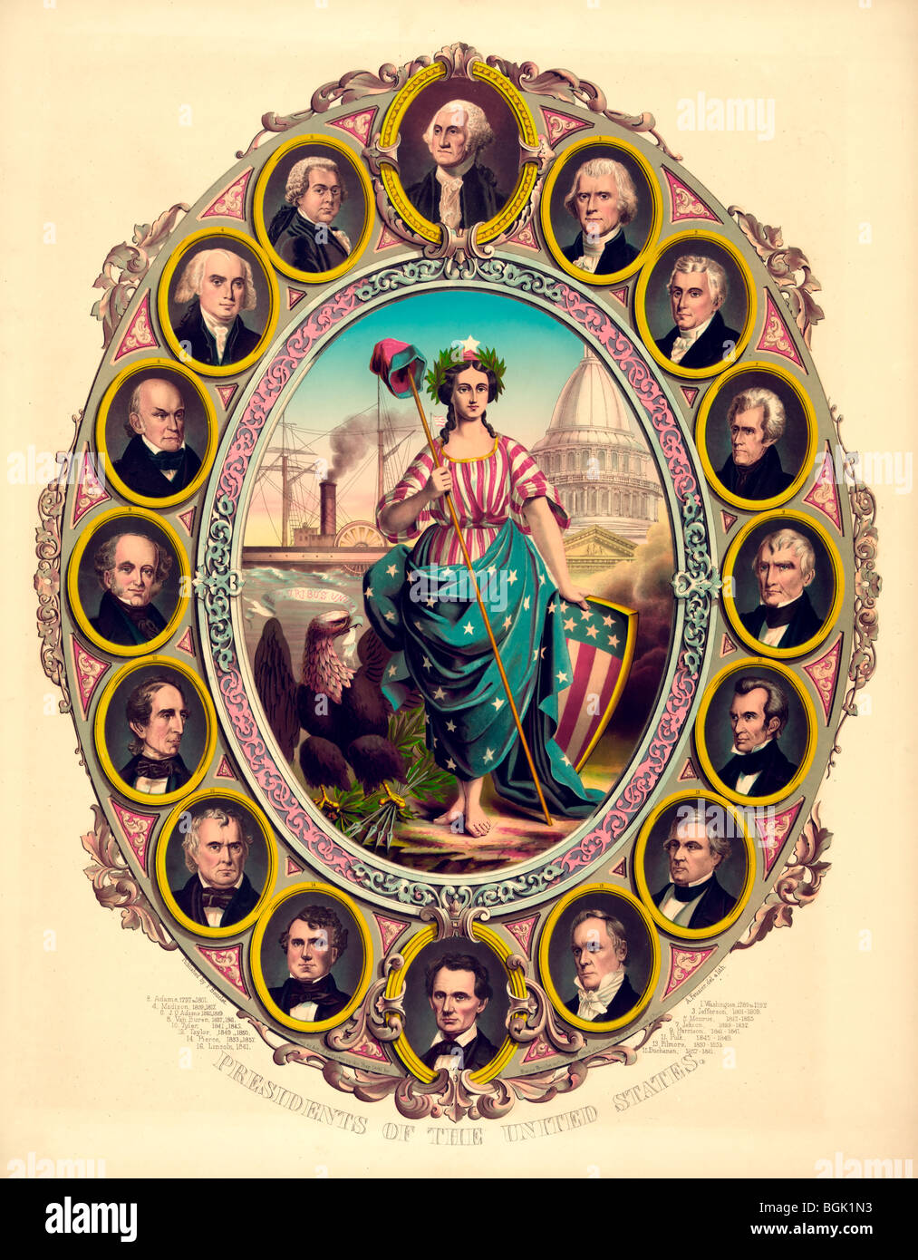 Präsidenten der Vereinigten Staaten aus Washington, Lincoln Stockfoto