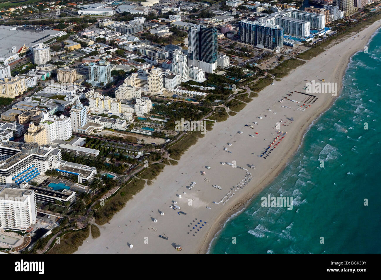 Luftaufnahme über South Beach Miami Florida Stockfoto