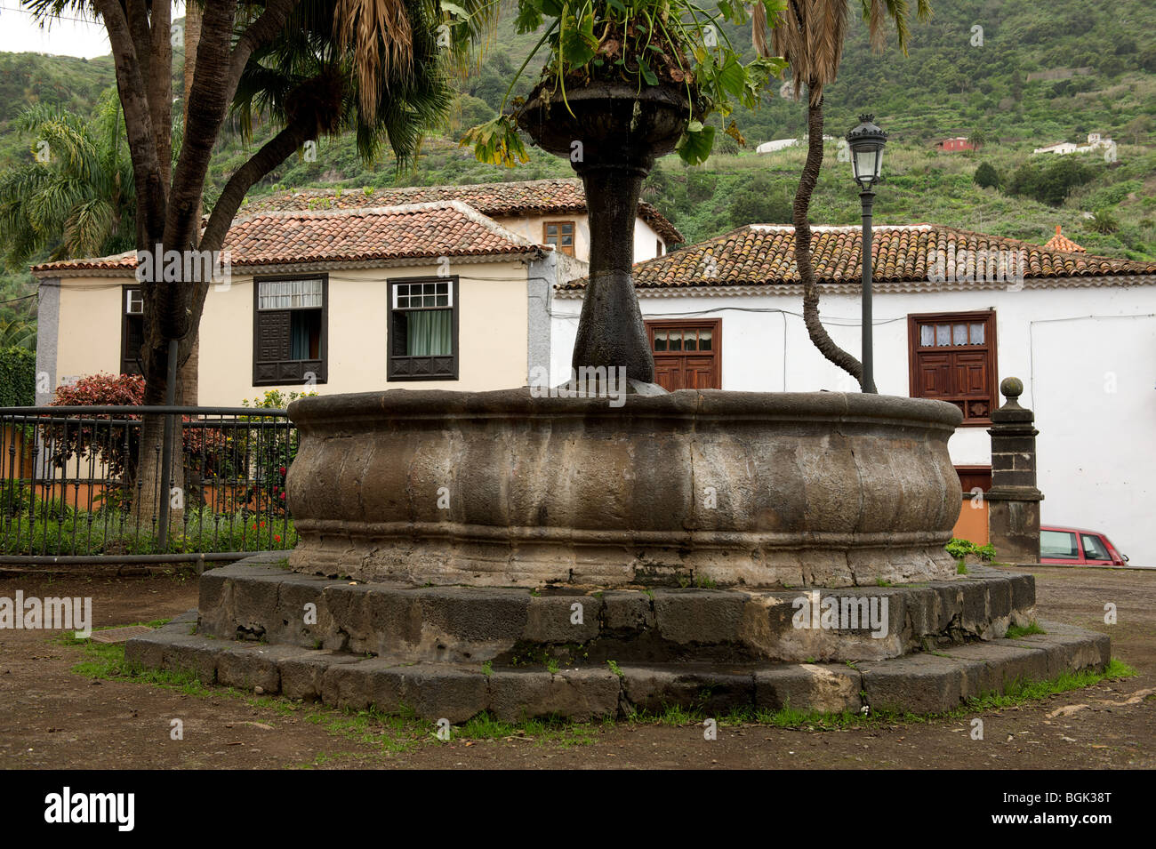 Brunnen des Platzes in Icos de Los Vinos, Teneriffa, Kanarische Inseln Stockfoto