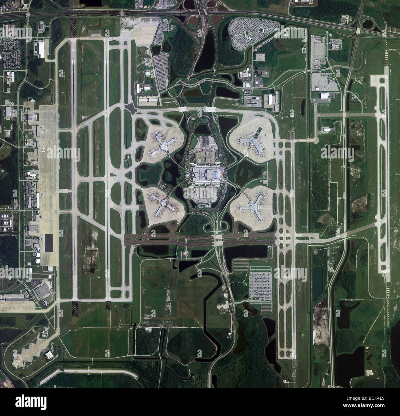 Luftbildkarte Draufsicht Greater Orlando Aviation Authority der internationale Flughafen Orlando ...