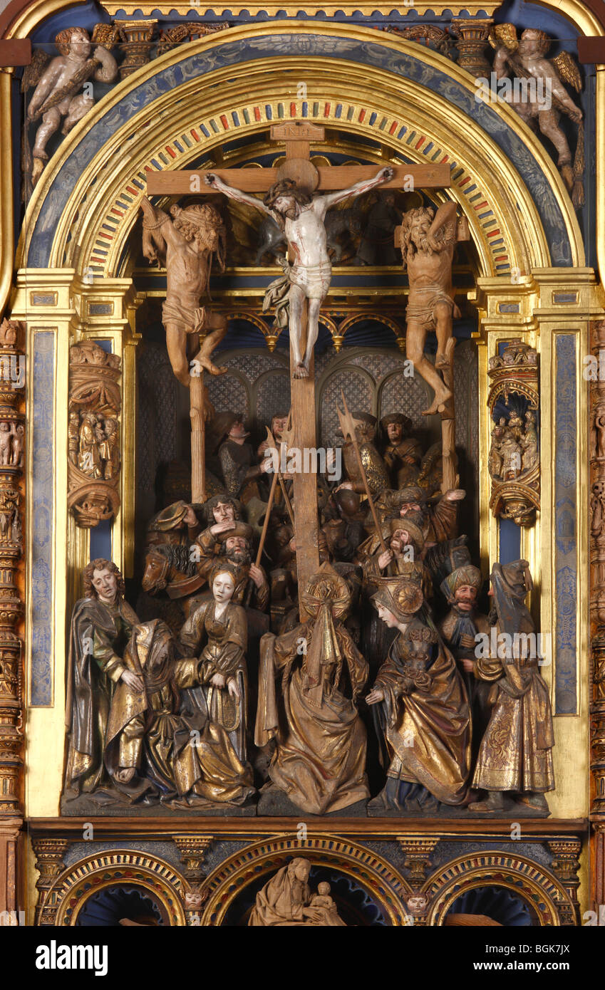 Kleve, Probsteikirche St. Mariae Himmelfahrt, Kreuzaltar Im Südchor, Antwerpen um 1550, Mittelgruppe Stockfoto