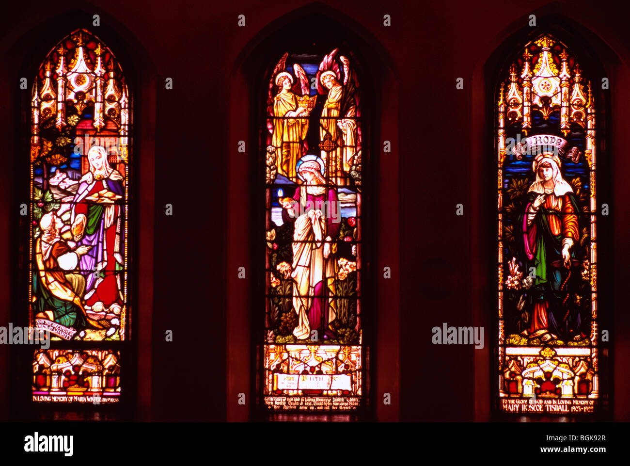 Stained Glass Windows, Christ Church Cathedral, Vancouver, BC, Britisch-Kolumbien, Kanada Stockfoto
