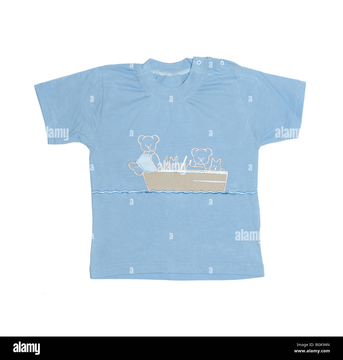 Baby Boy blau ausgefallene T-shirt isoliert auf weißem Hintergrund Stockfoto
