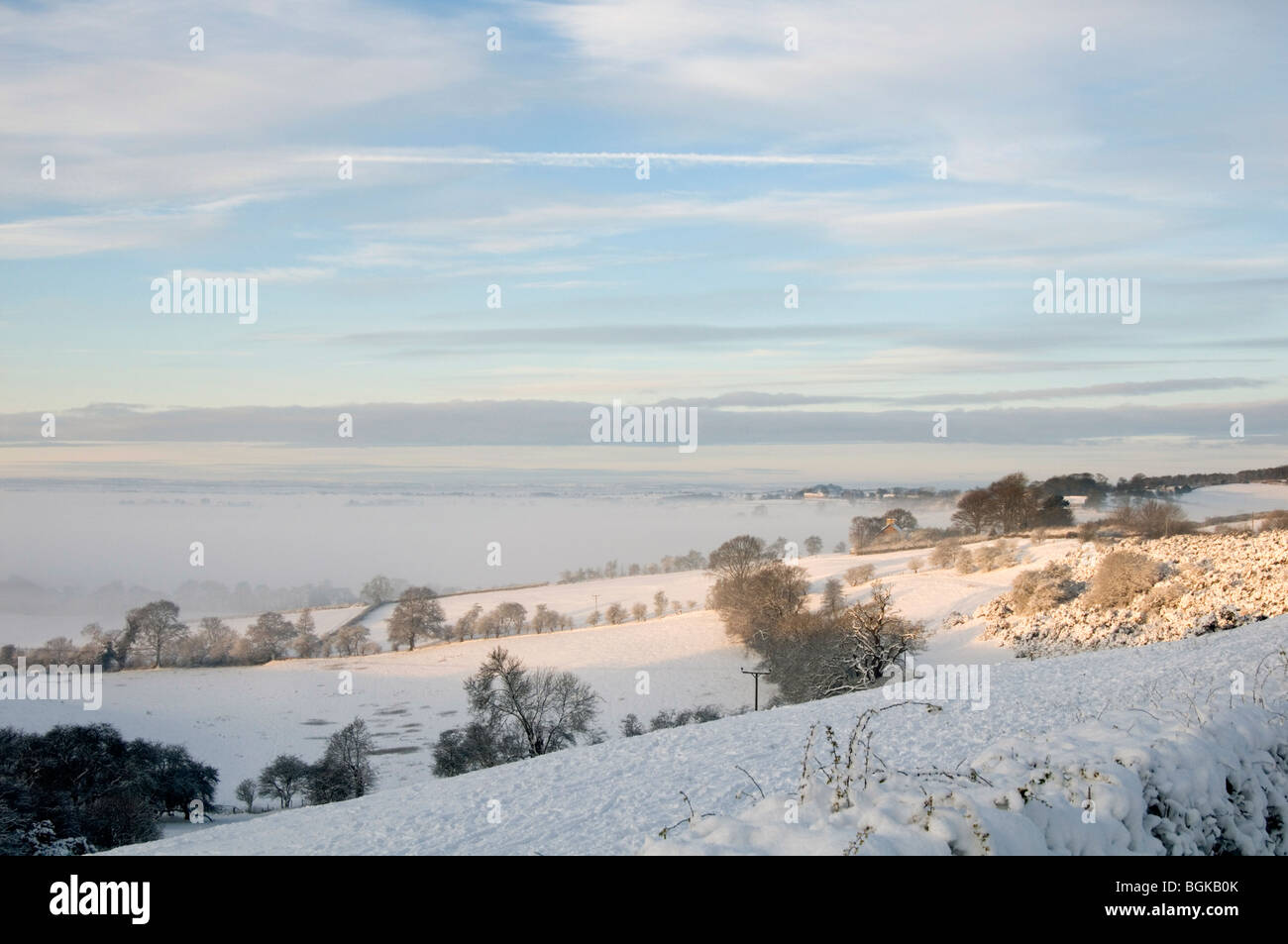North Yorkshire im schneereichen Winter 09/10 großen Einfrieren Eis eisigen winterlichen Szene Weihnachtskarte Landschaft Schneelandschaften Karten snowi Stockfoto