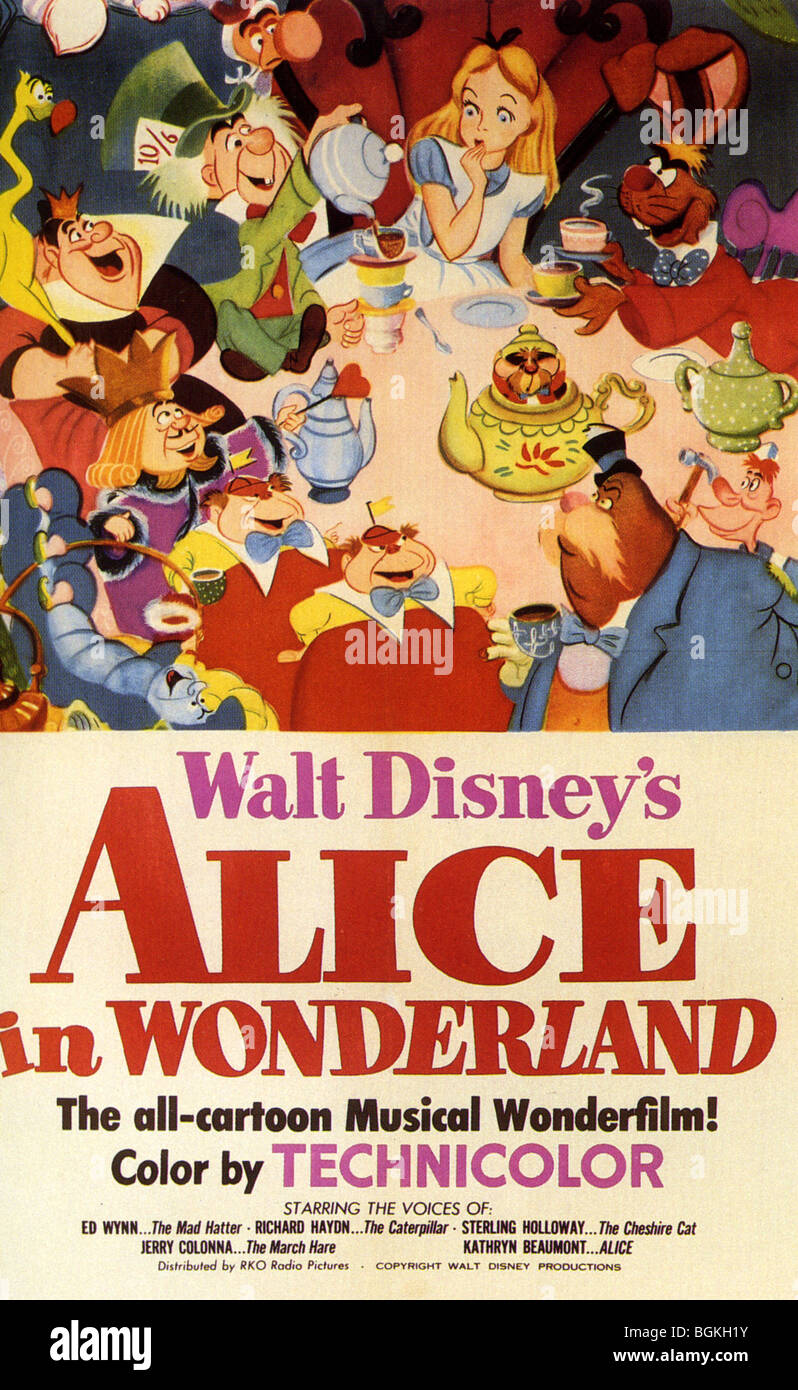 ALICE IN WONDERLAND - Poster für 1951 Walt Disney Feature Cartoon Stockfoto