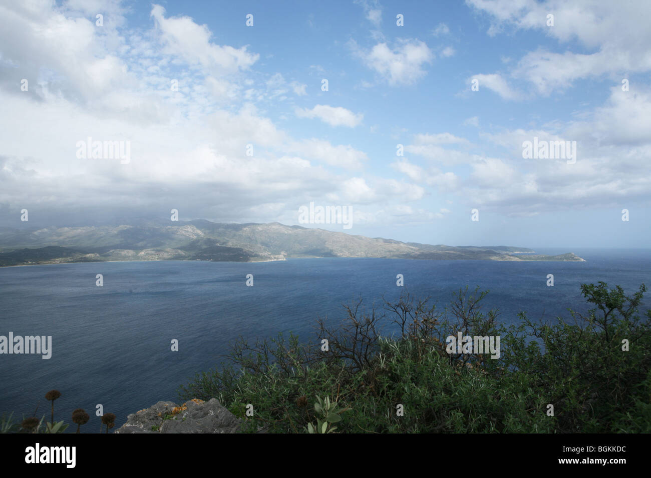 Das Mirtoo Meer hinaus Monemvasia Peleponnese Griechenland Stockfoto