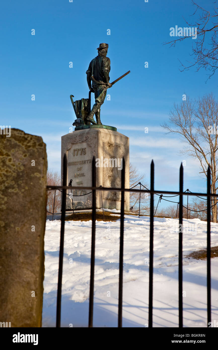 Minuteman Statue am Old North Bridge in Concord Massachusetts, USA Stockfoto