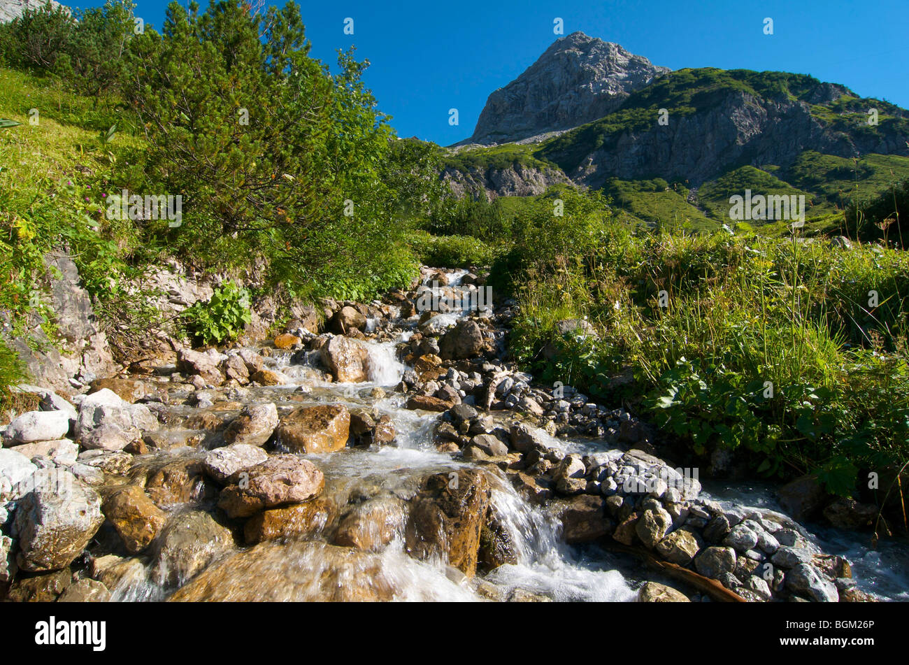 Auf dem Weg zum Prinz-Luitpold-Haus, Hintersteiner Tal, Bad Hindelang, Allgäu, Bayern, Deutschland, Europa Stockfoto