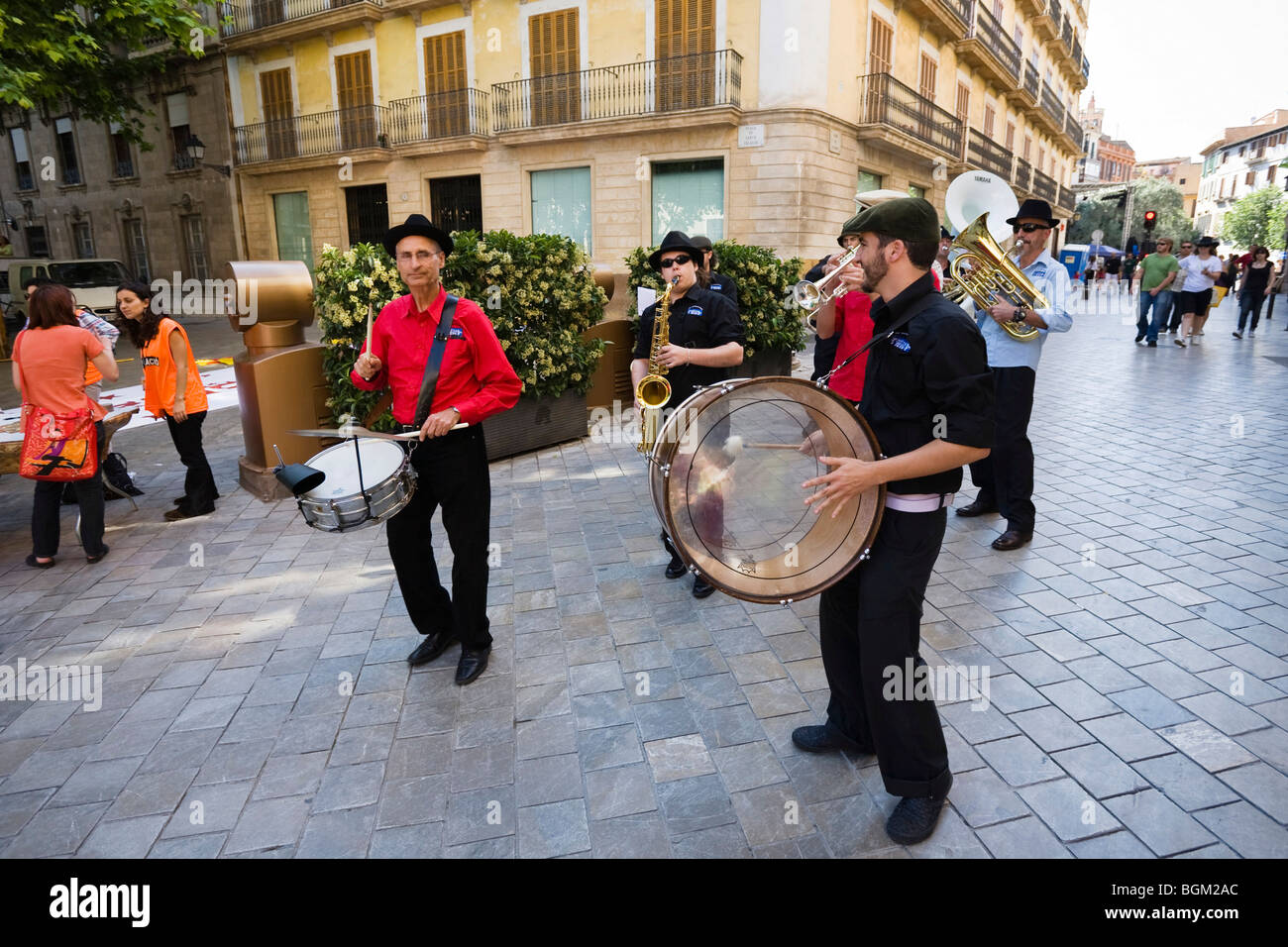 Band an der Placa de Santa Eulalia, Palma De Mallorca, Mallorca, Balearen, Spanien, Europa Stockfoto