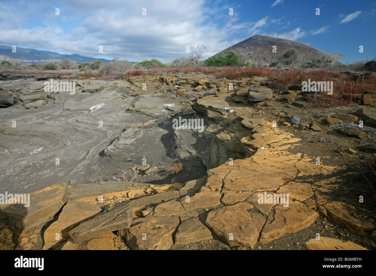 Vulkanlandschaft von Puerto Egas auf Insel Santiago / San Salvador-Insel, Galápagos-Inseln, Ecuador, Lateinamerika Stockfoto Vulkanlandschaft von Puerto Egas auf Insel Santiago / San Salvador-Insel, Galápagos-Inseln, Ecuador, Lateinamerika Stockfoto