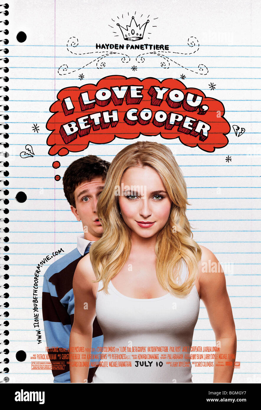 Ich liebe dich, Beth Cooper Jahr: 2009 Regie: Chris Columbus Paul Rust, Hayden Panettiere Filmplakat (USA) Stockfoto