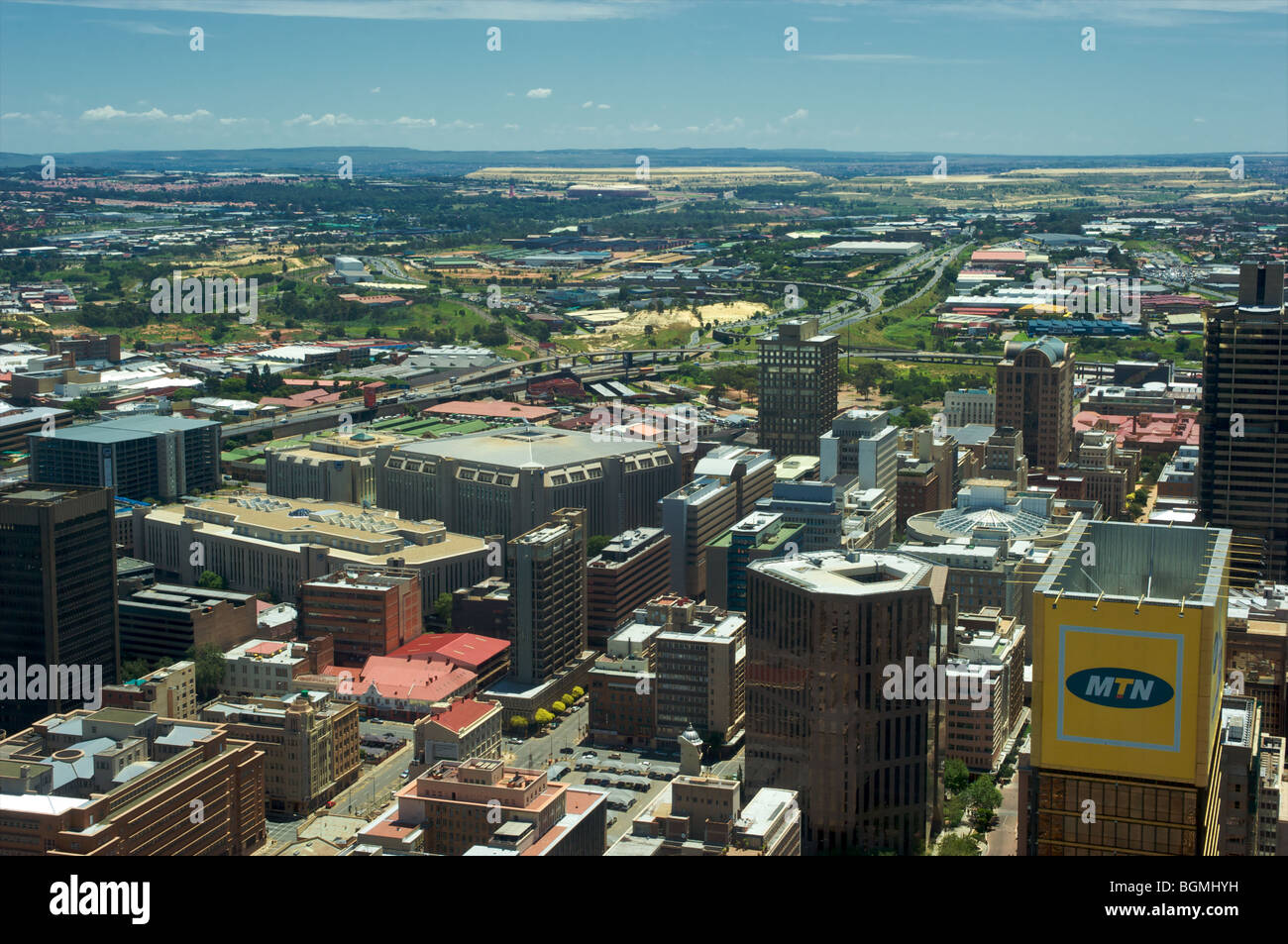 Johannesburg-Blick vom Carlton Centre, Westansicht Stockfoto