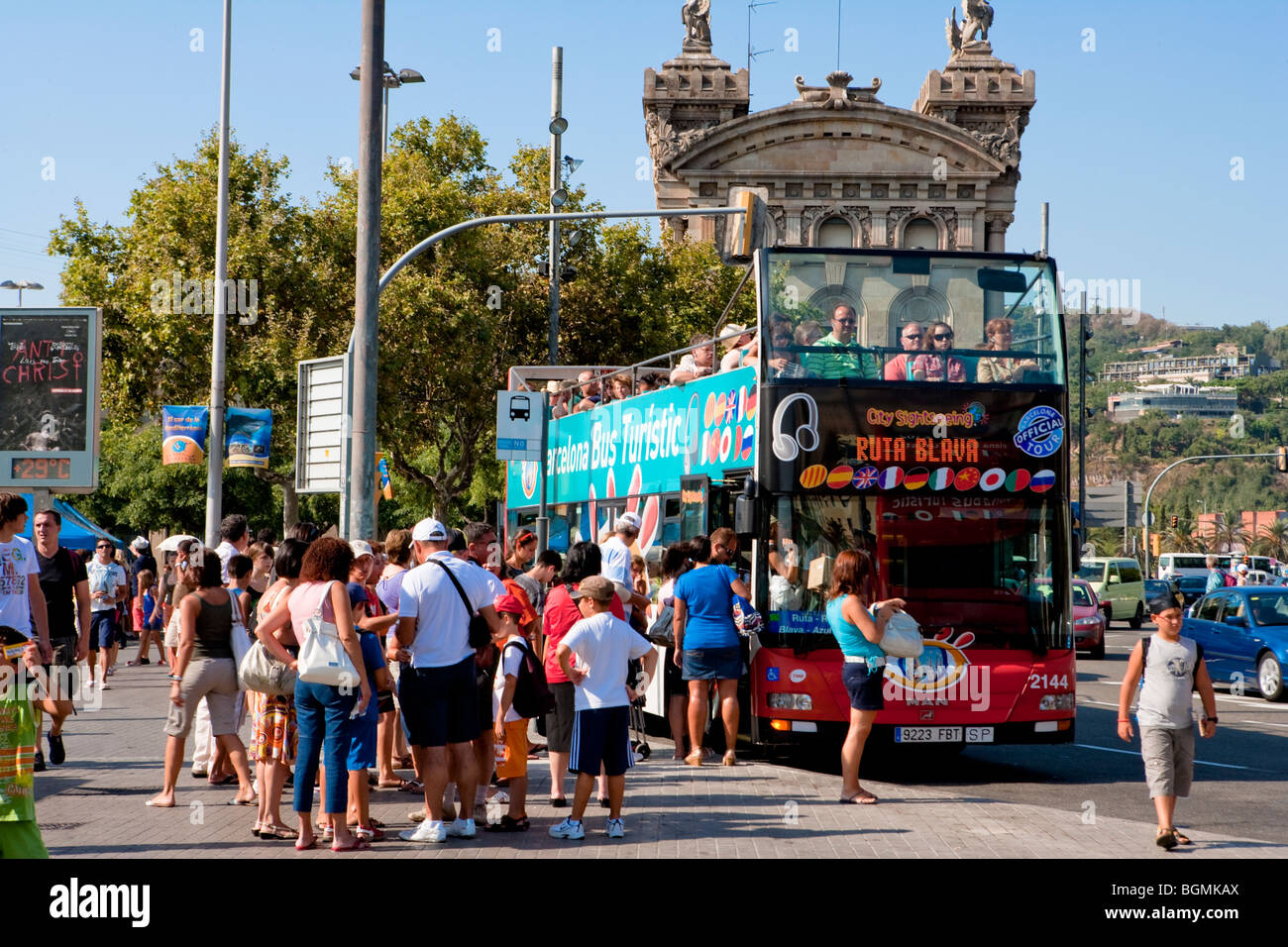 Barcelona - Touristenbus Stockfoto
