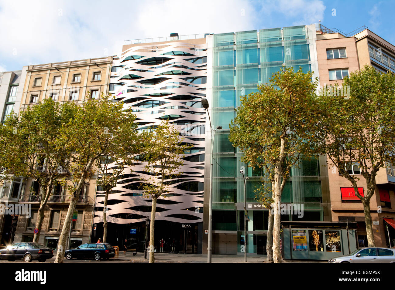 Barcelona - Passeig de Gràcia - Stadtteil Eixample - Front des Gebäudes Stockfoto