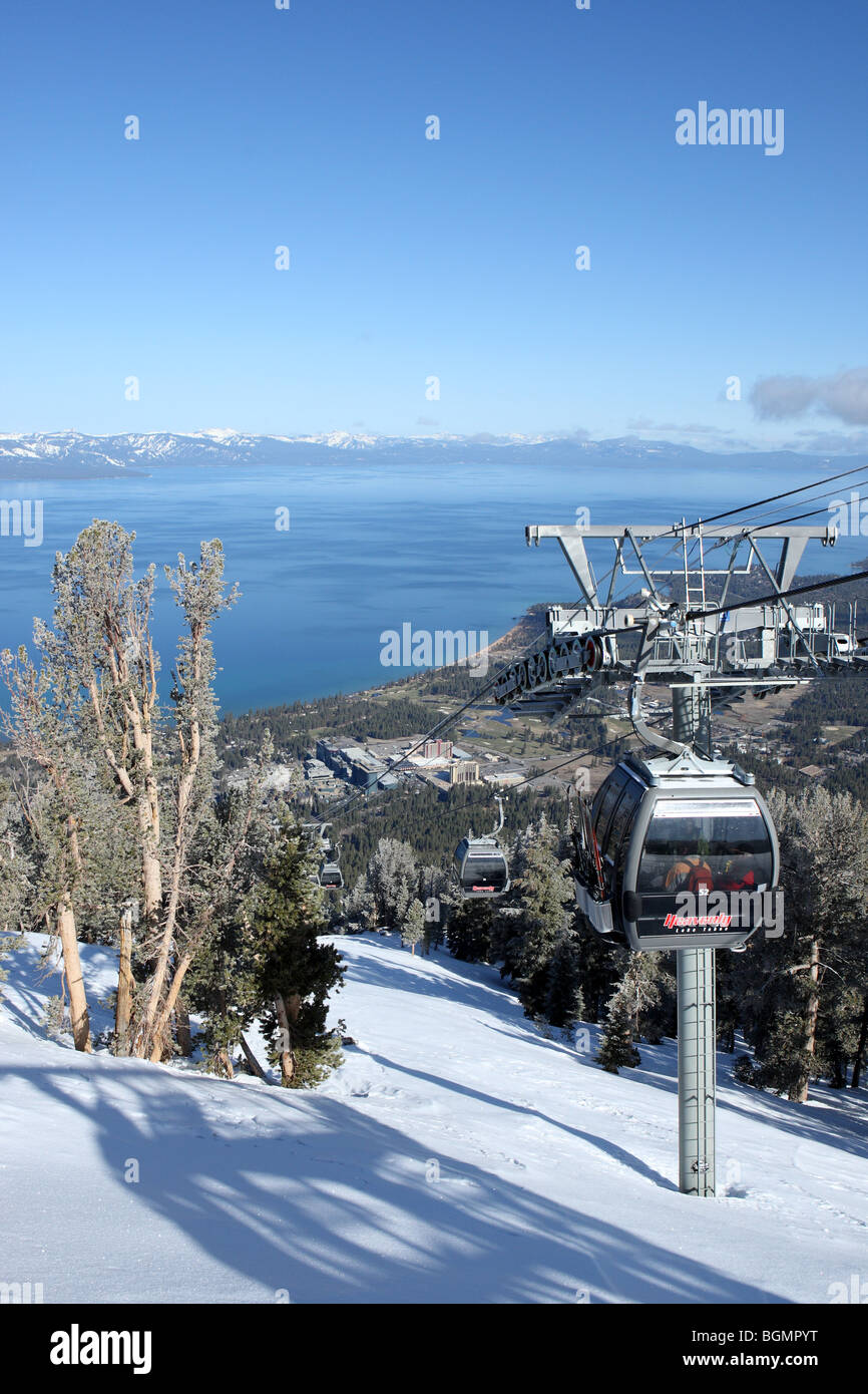 Skilift am Lake Tahoe, Kalifornien USA Stockfoto
