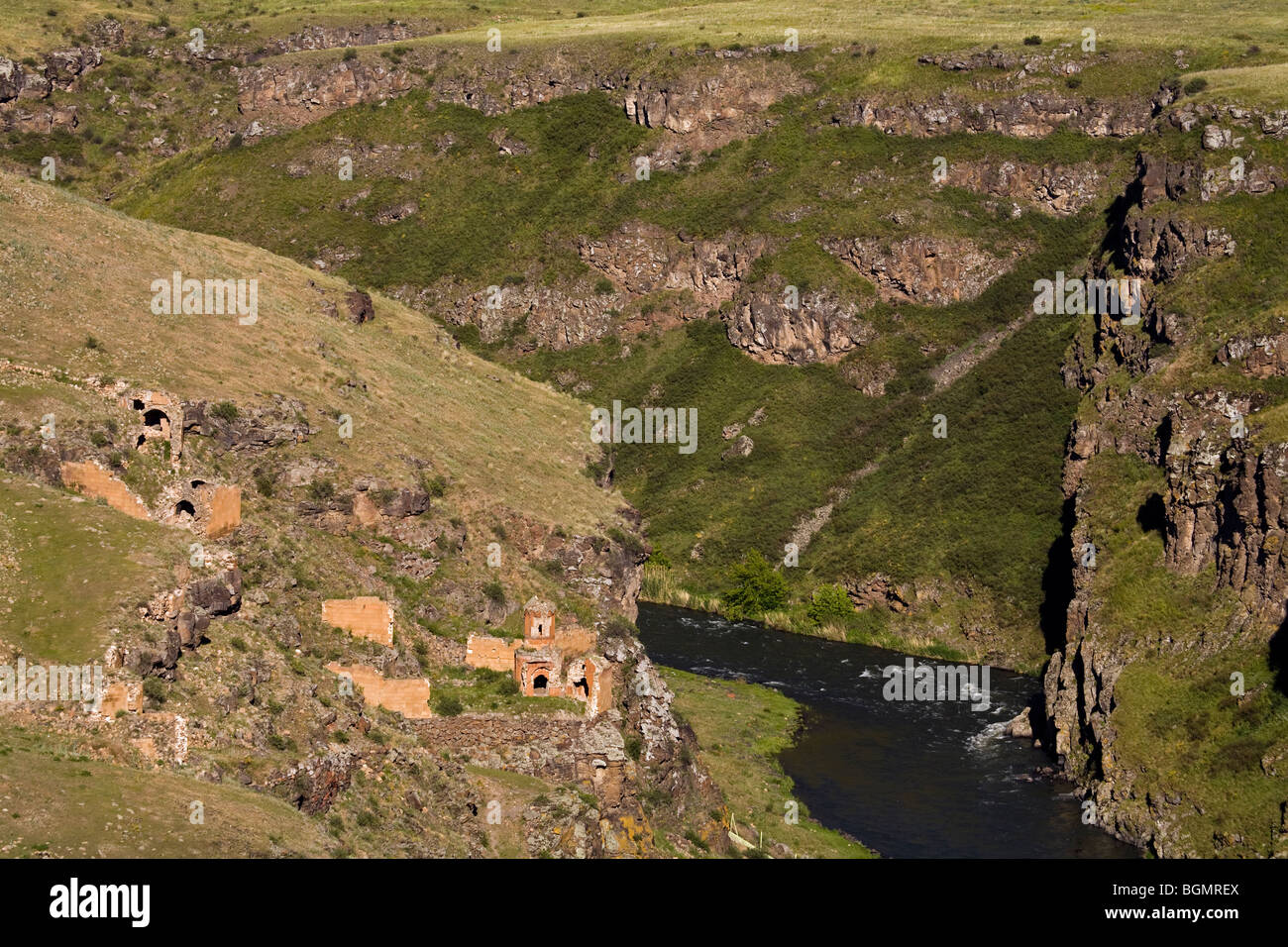 Ruinen der mittelalterlichen armenischen Stadt von Ani-Kars-Türkei Stockfoto