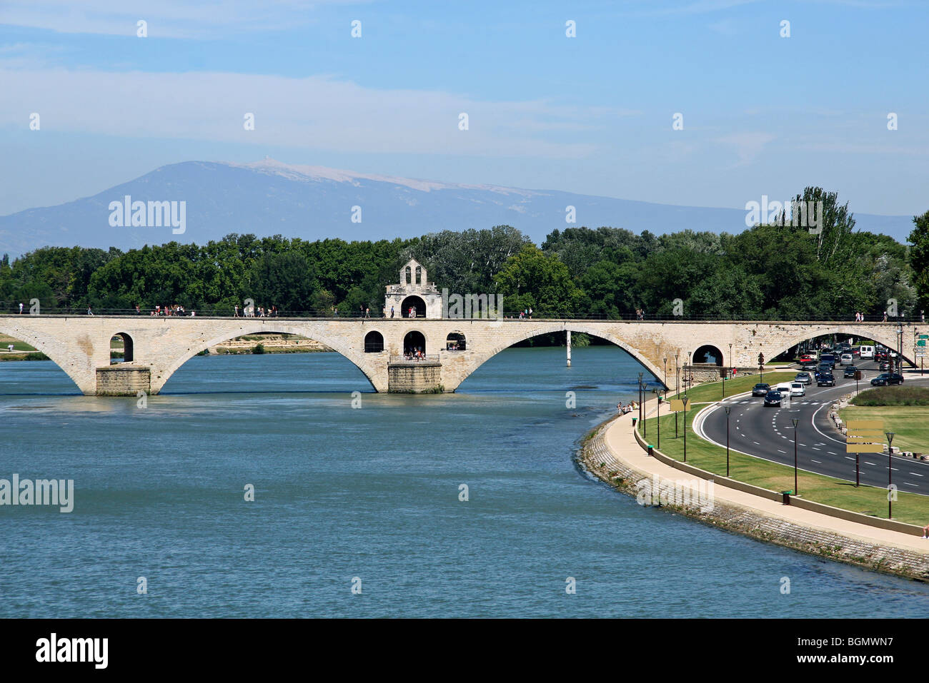 Pont Saint-Benezet (Sur Le Pont d'Avingnon), römische Brücke über den Fluss Rhone, Avignon, Frankreich Stockfoto