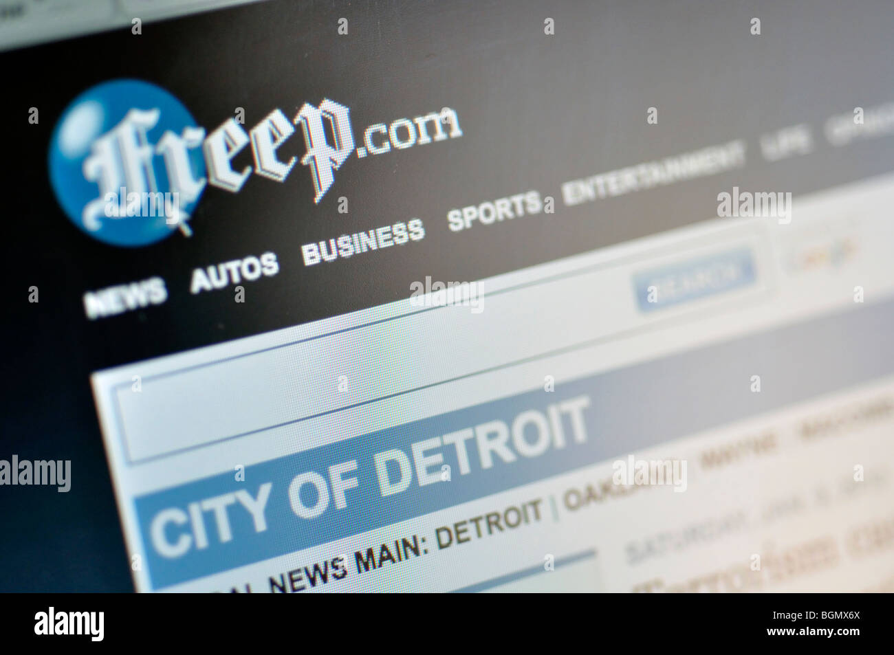 Detroit freie Presse website Stockfoto