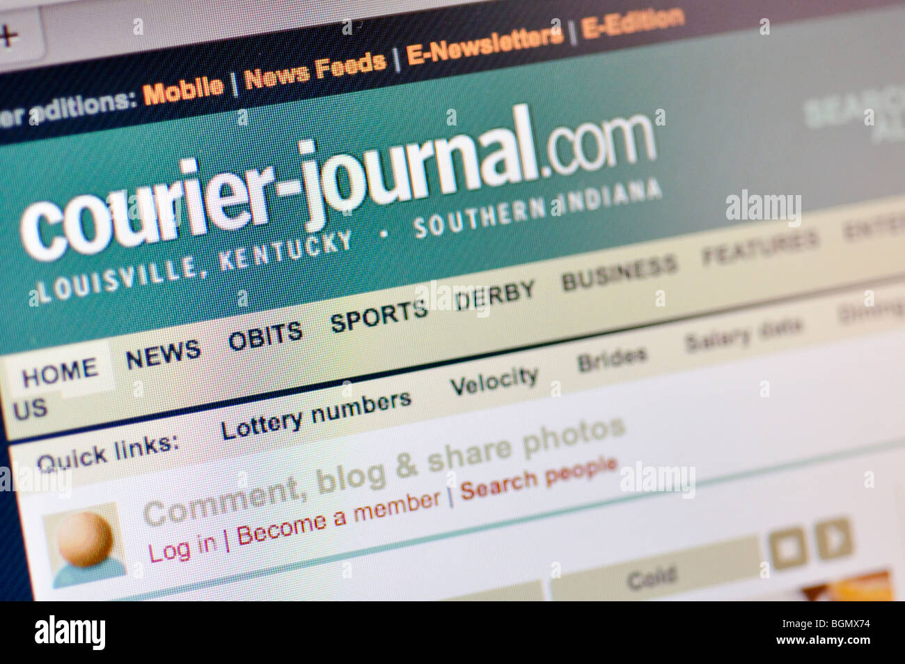 Kurier Journal Webseite Stockfoto