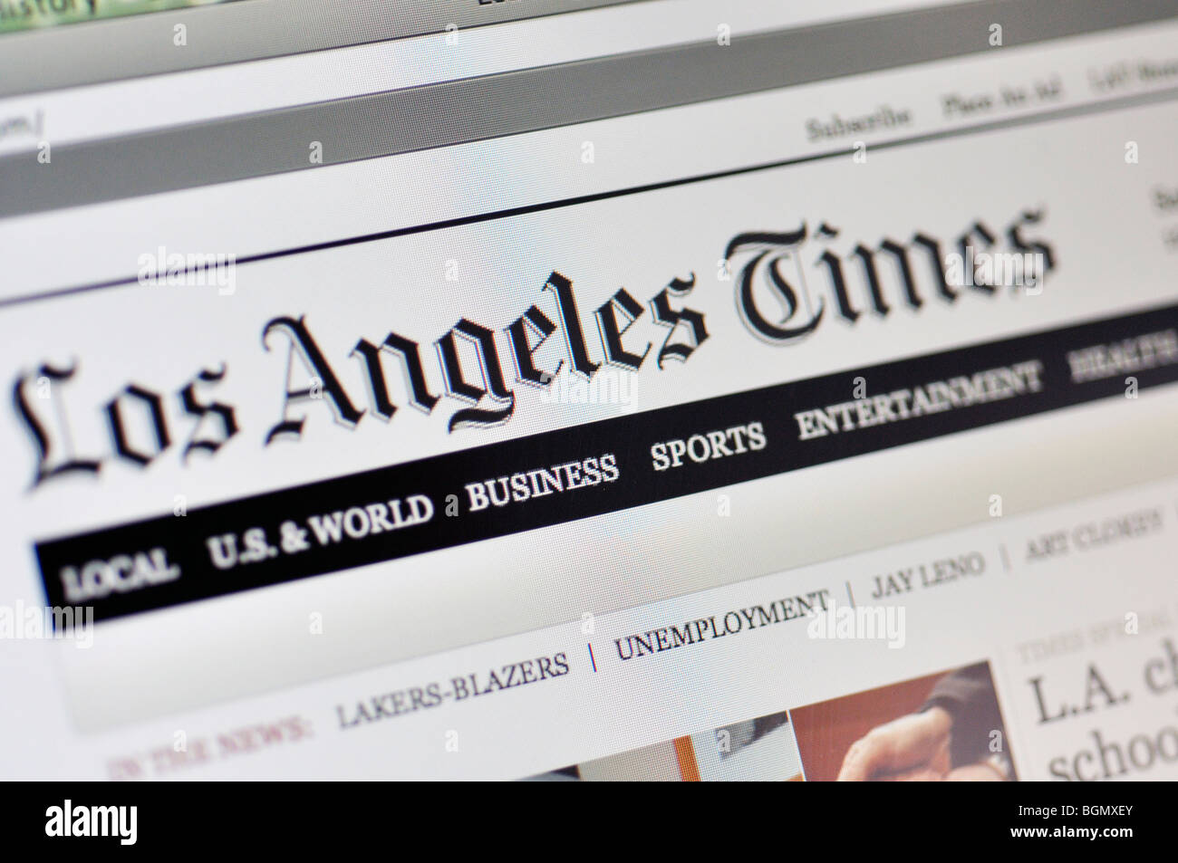 Los Angeles Times-website Stockfoto