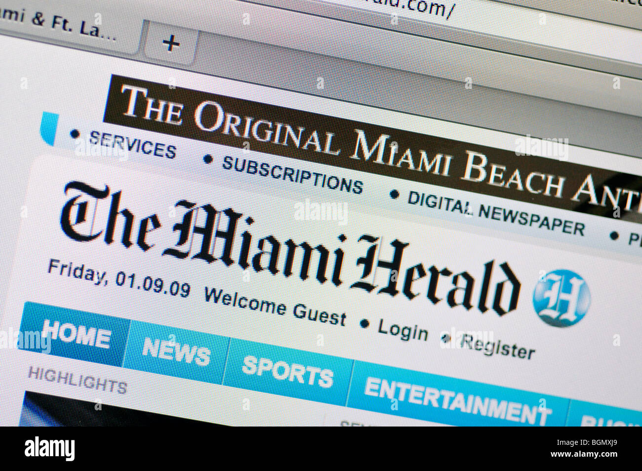 Der Miami Herald-website Stockfoto