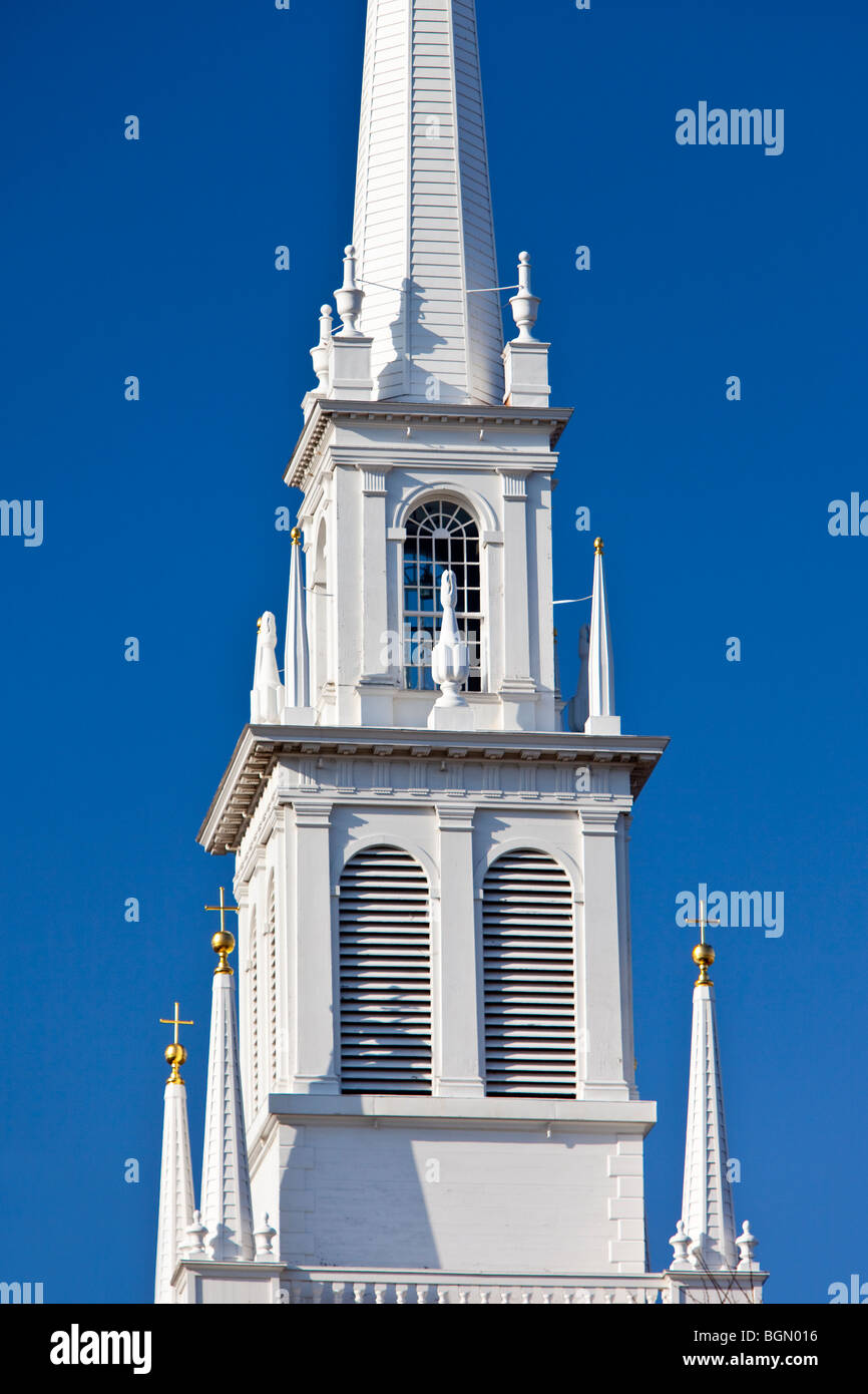 Paul Revere arrangiert für zwei Laternen aus der Old North Church Fenster zu brennen die Signalisierung der Britischen voraus auf der Lexington und Concord - Boston, USA Stockfoto
