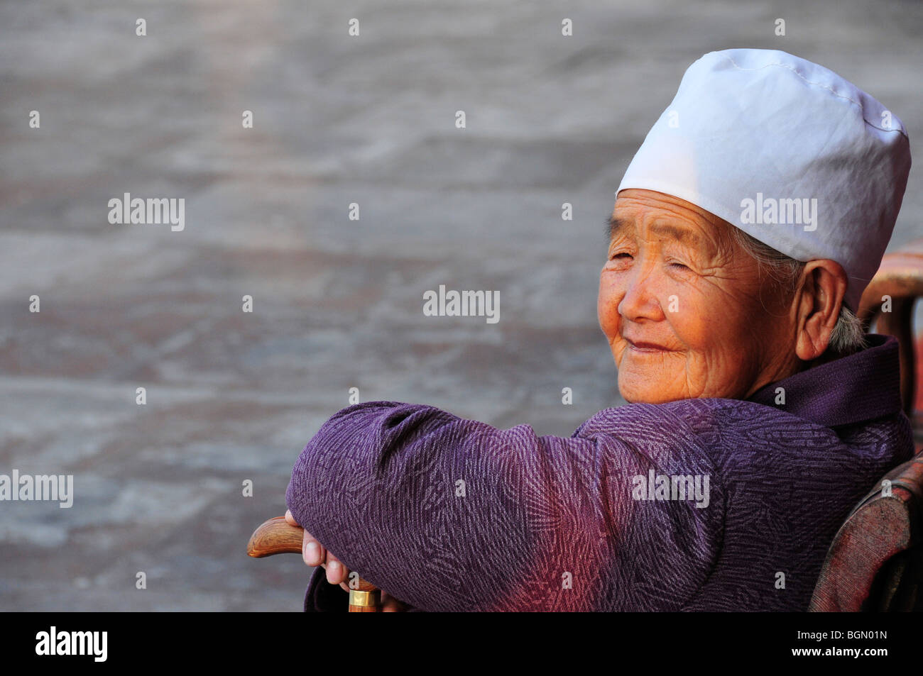 Ältere Dame Peking China Stockfoto