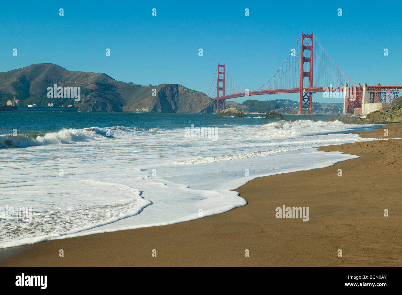 Golden Gate Bridge von Baker Beach, San Francisco Stockfoto