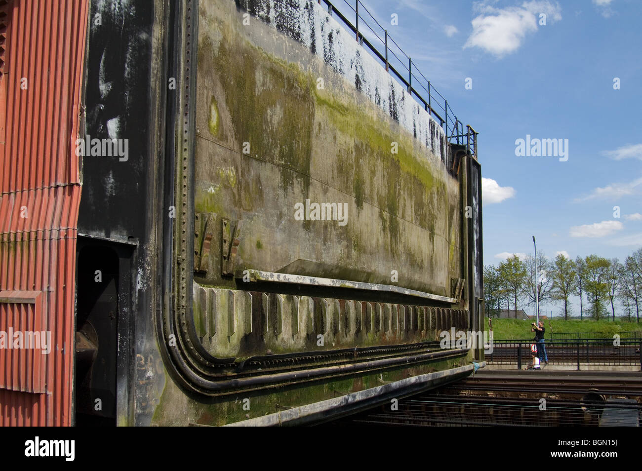 Die schiefe Ebene von Ronquières ist eine belgische Kanal schiefe Ebene auf der Brüssel-Charleroi Canal, Belgien Stockfoto