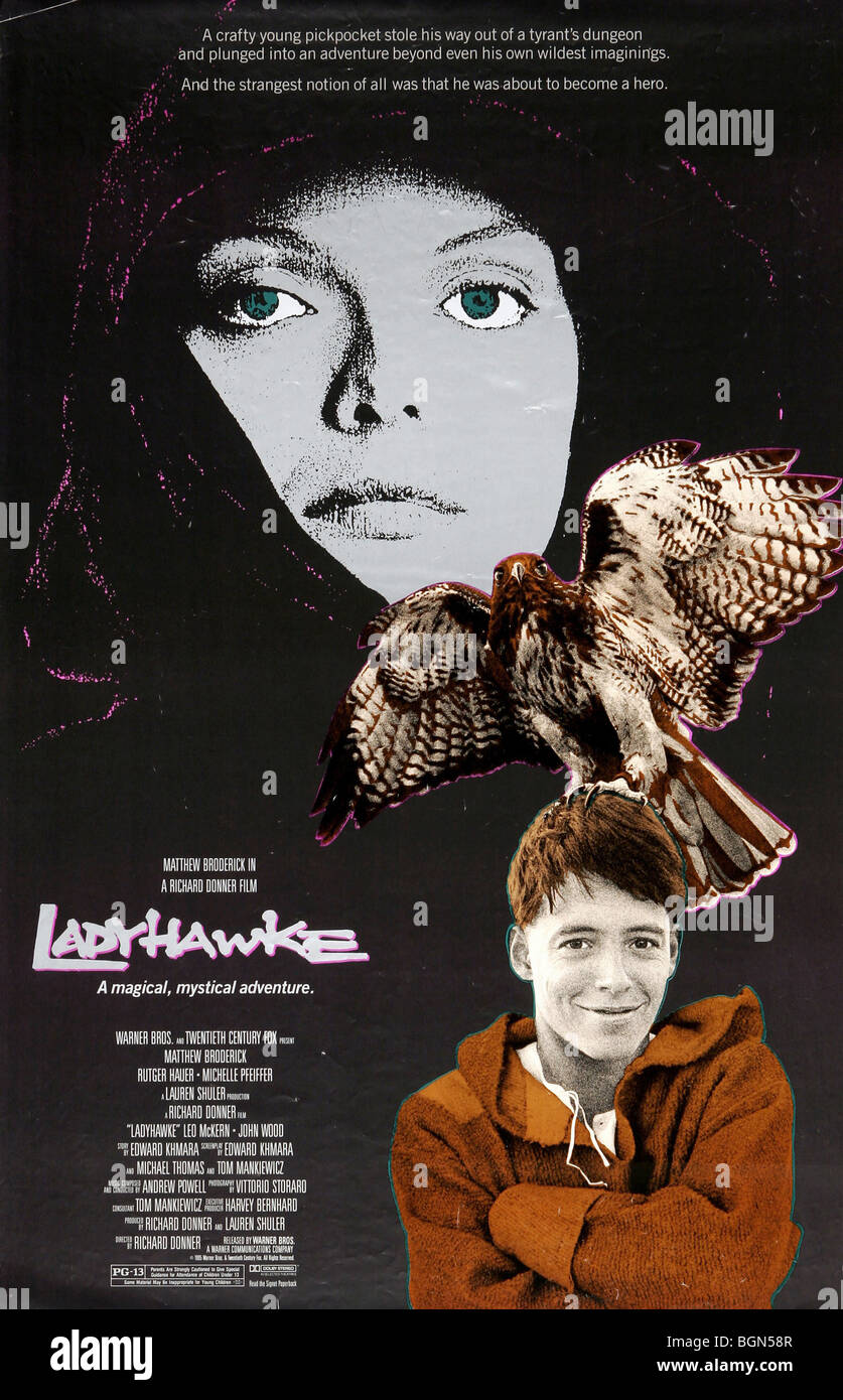 Ladyhawke-Jahr: 1985 Direktor: Richard Donner Filmplakat (USA) Stockfoto