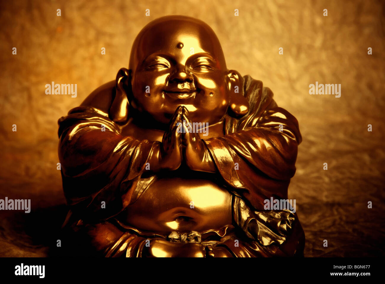 Fat Buddha oder Budai beten Stockfoto