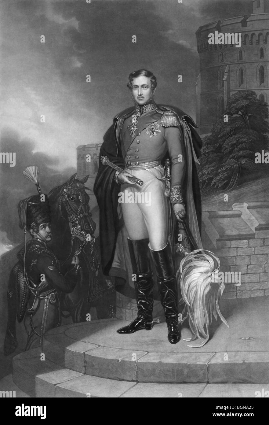 Porträt Kupferstich drucken c1847 von Prinz Albert von Sachsen-Coburg und Gotha (1819 – 1861), Ehemann von Königin Victoria. Stockfoto