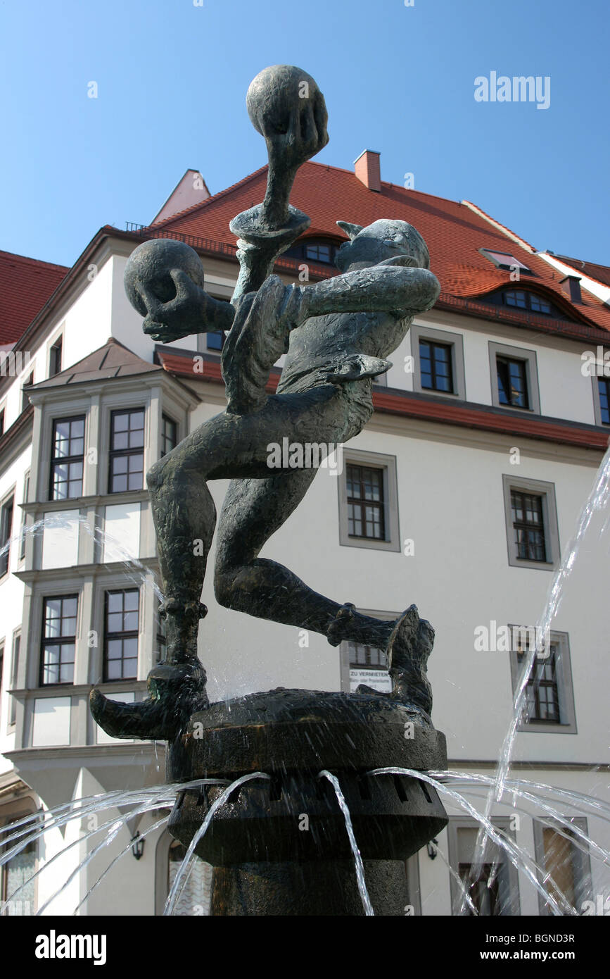 Brunnen in Markt-Platz von Torgau, Deutschland Stockfoto
