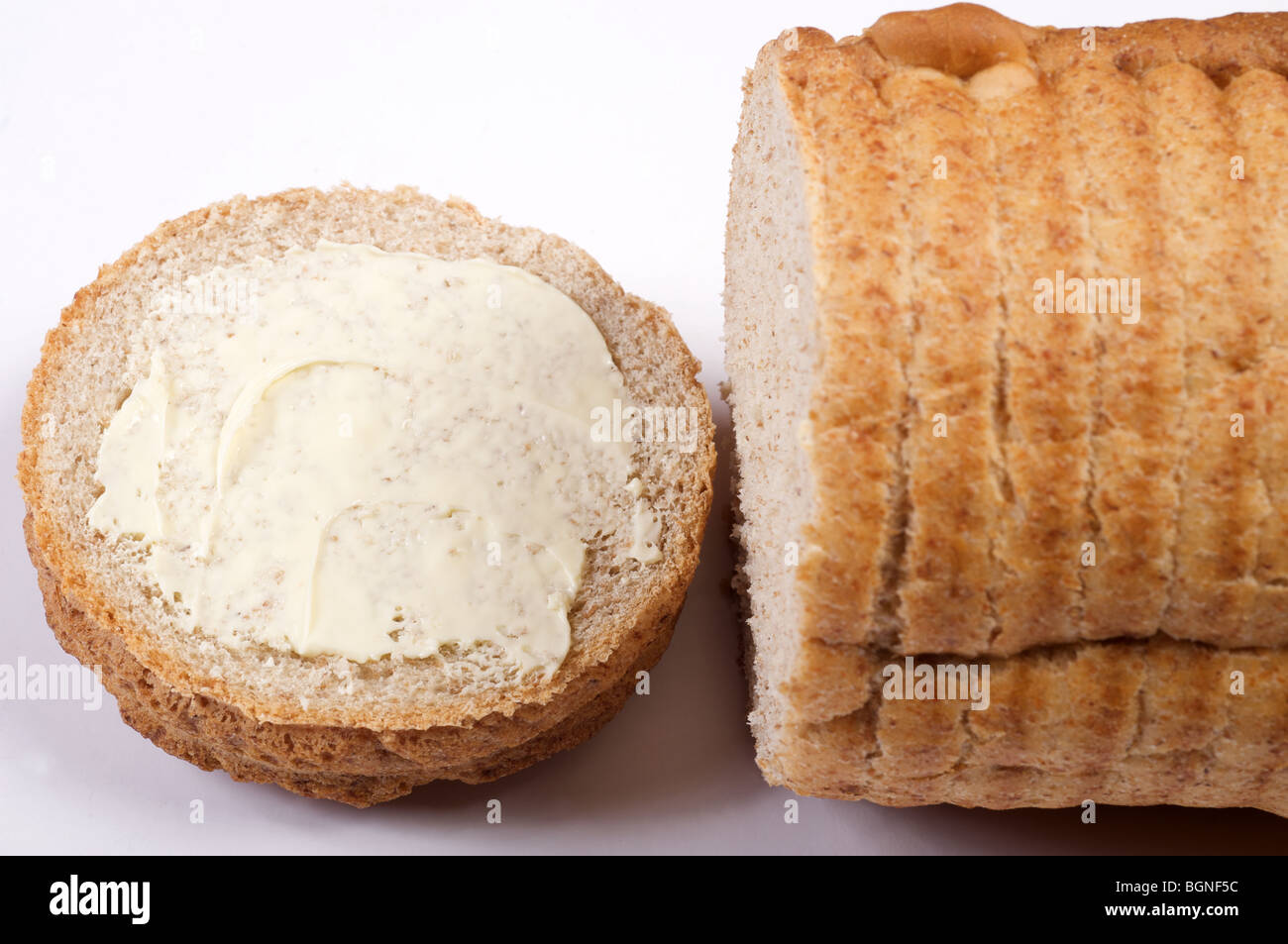 Milch Laib Brot Stockfoto