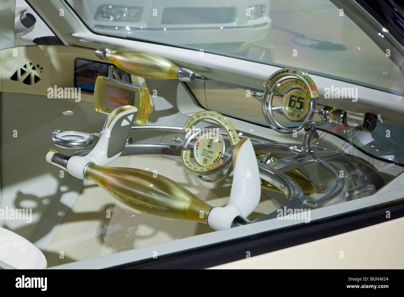 Das Innere der Toyota FT-EV II zukünftige Elektrofahrzeug Stockfoto