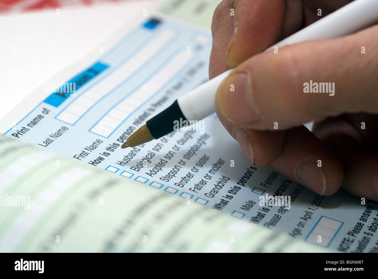 Ein Beispielformular US-Volkszählung ist in New York gesehen. Stockfoto