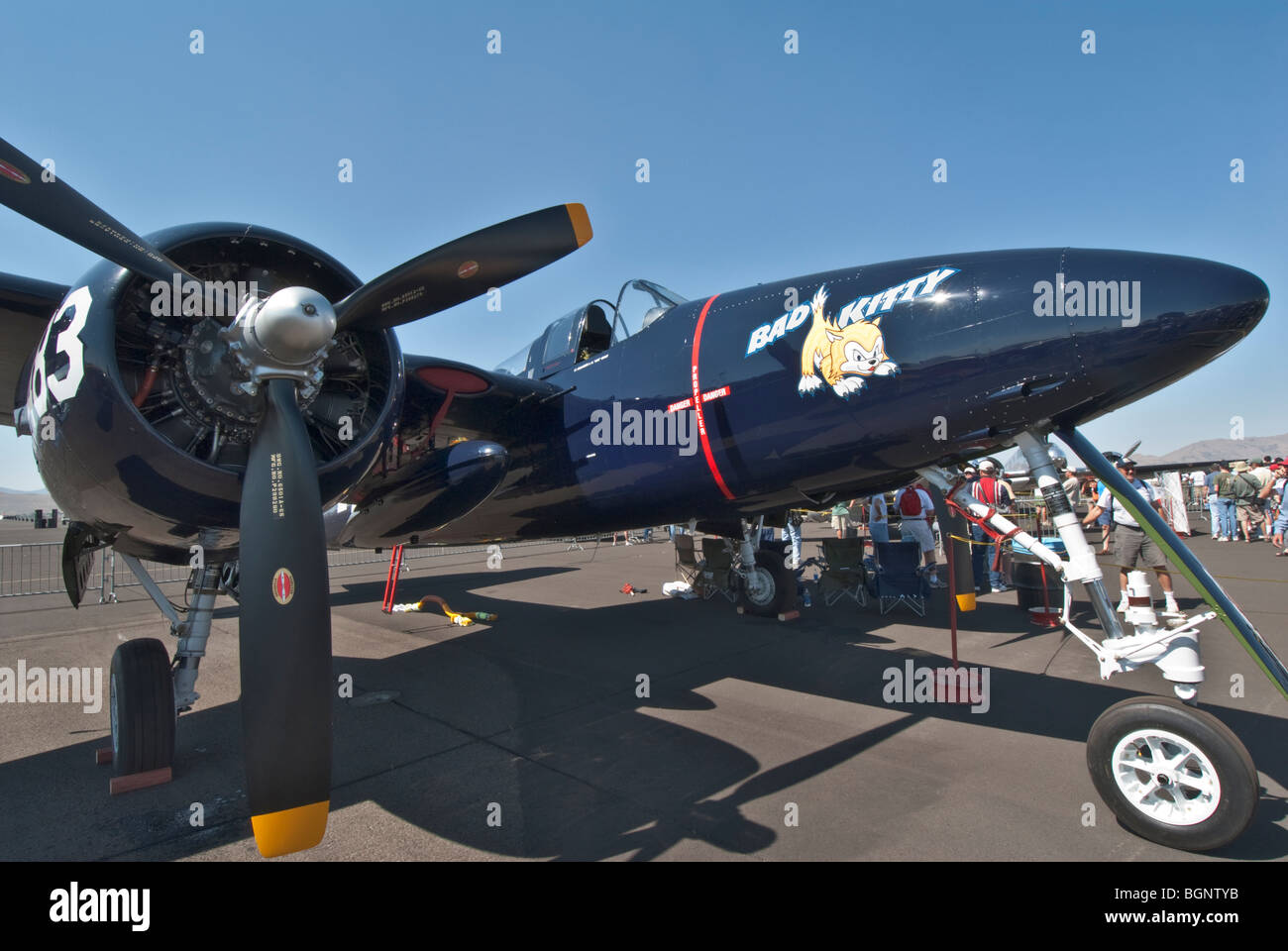 Nevada Reno Air Races F7F Tigerkatze Rennen Flugzeug Stockfoto