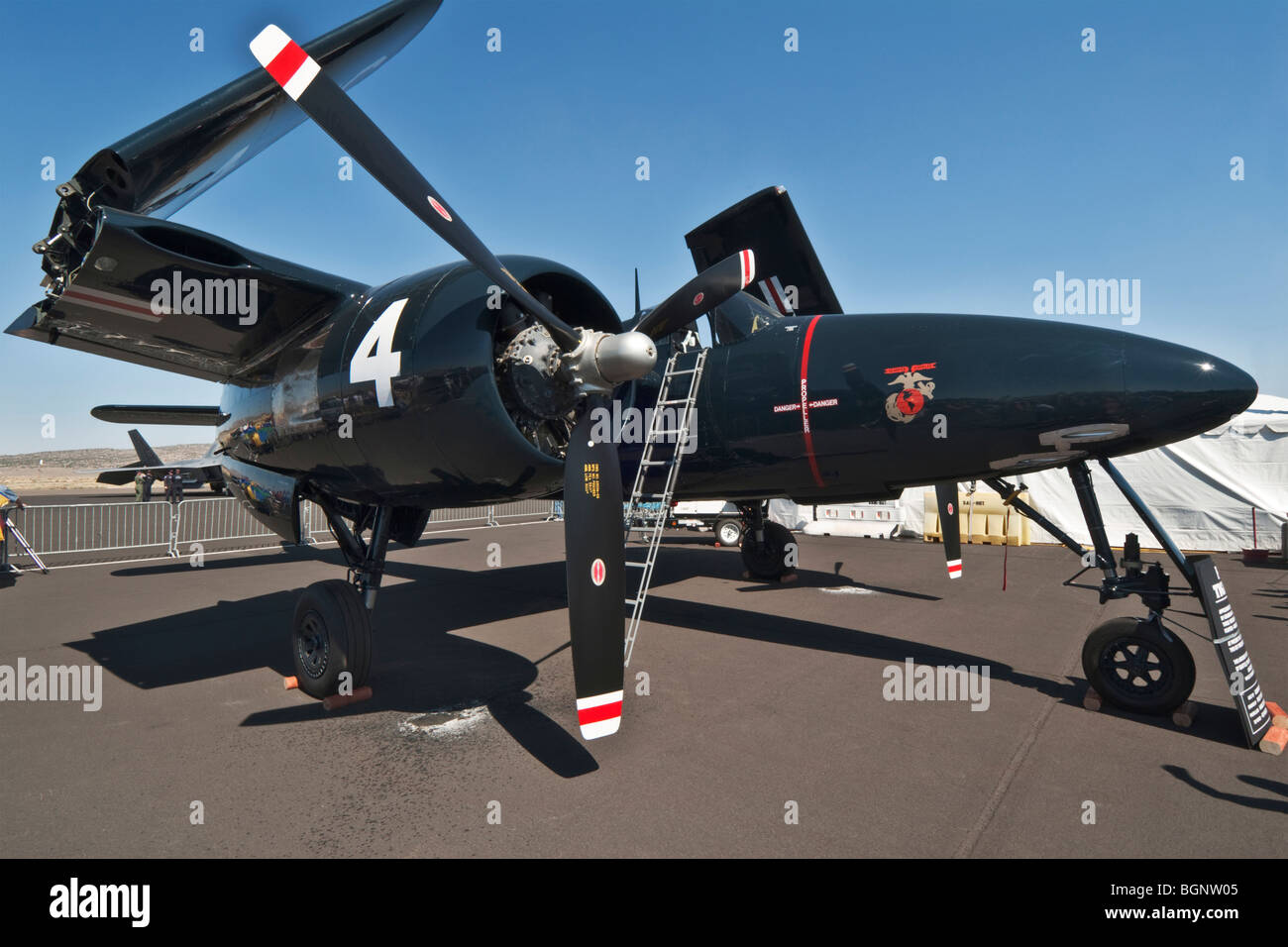 Nevada Reno Air Races F7F Tigerkatze Display Flugzeug Stockfoto