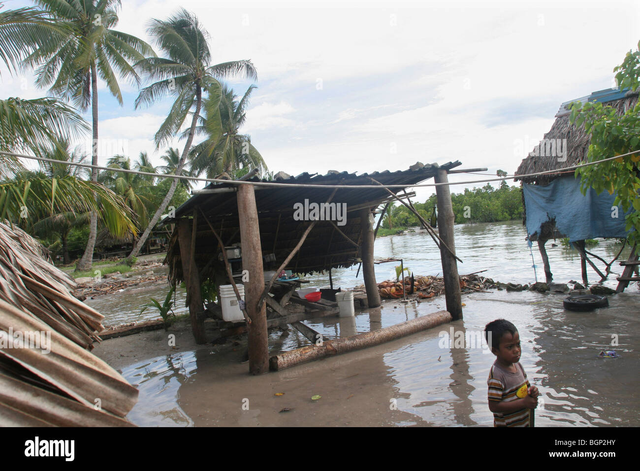 König Gezeiten Überflutung auf der Insel Kiribati im Pazifik Stockfoto
