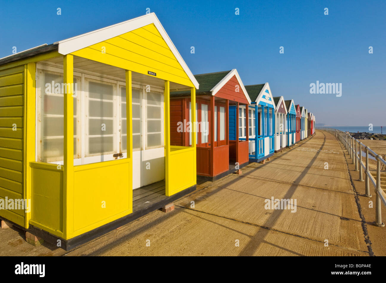 Southwold Strand Hütten Suffolk East Anglia England gb uk EU-Europa Stockfoto
