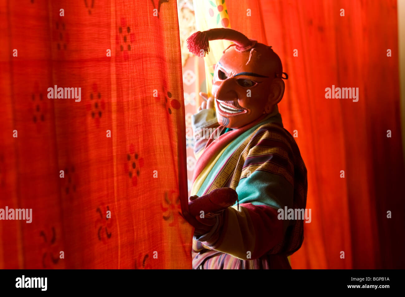 Maskierter Mann, Festival, Trashichhoe Dzong (Kloster), Thimpu, Bhutan Stockfoto