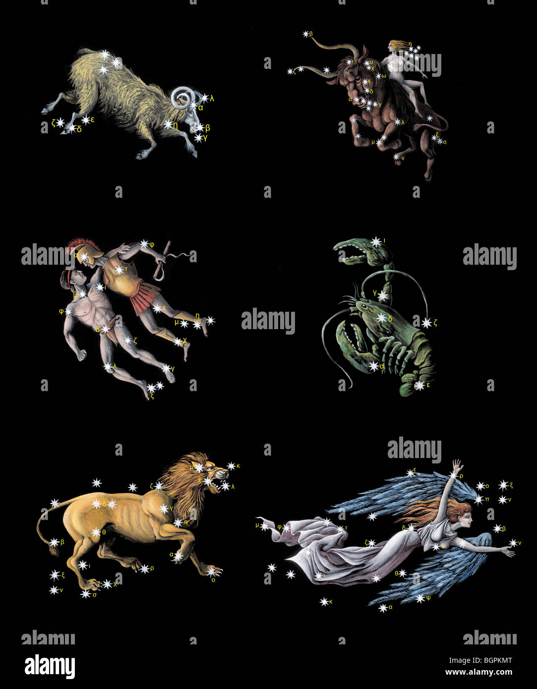 Zeichen im Tierkreis constellations 1 Stockfoto