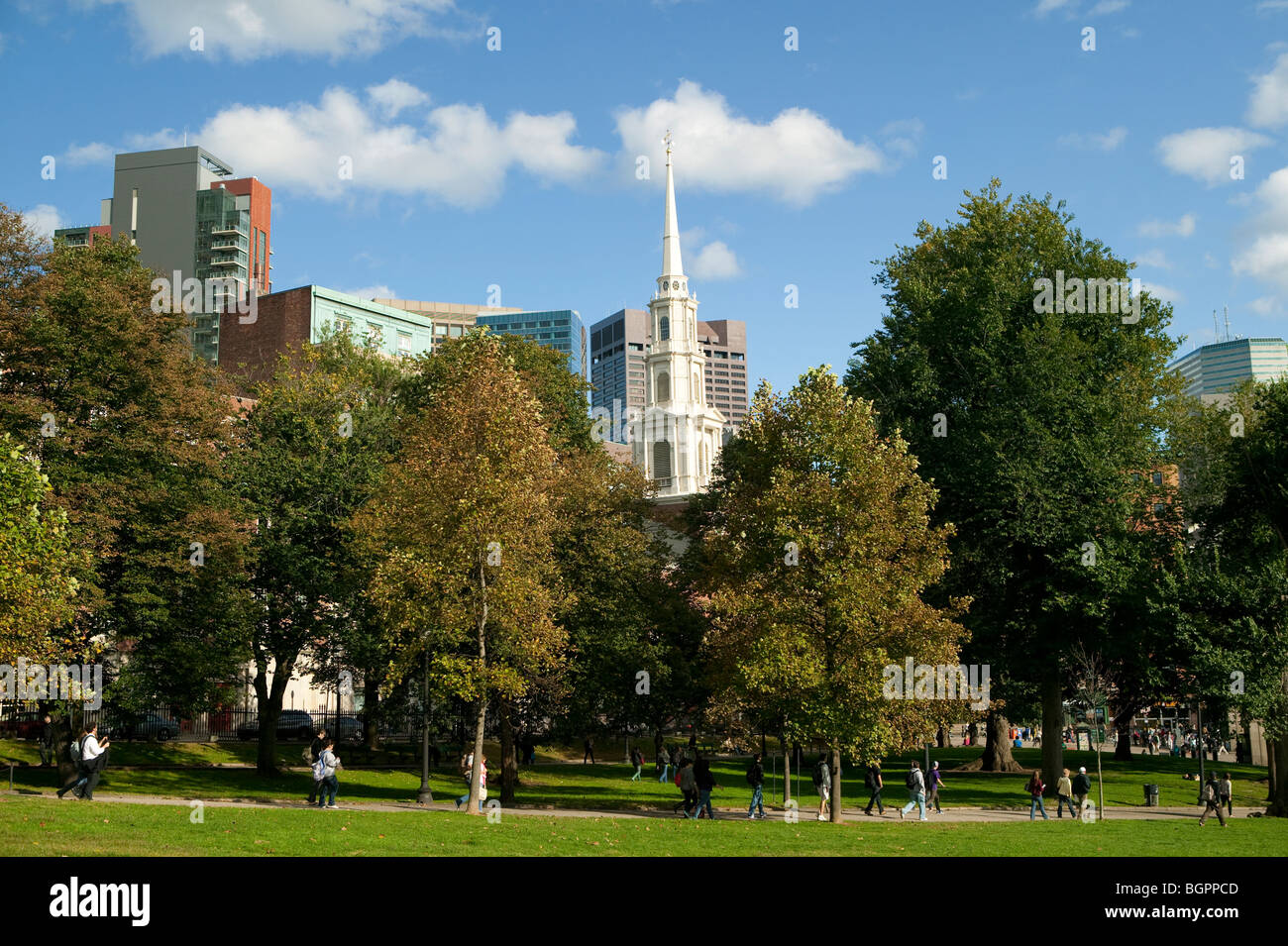 Freedom Trail durch Boston Common Park Stockfoto