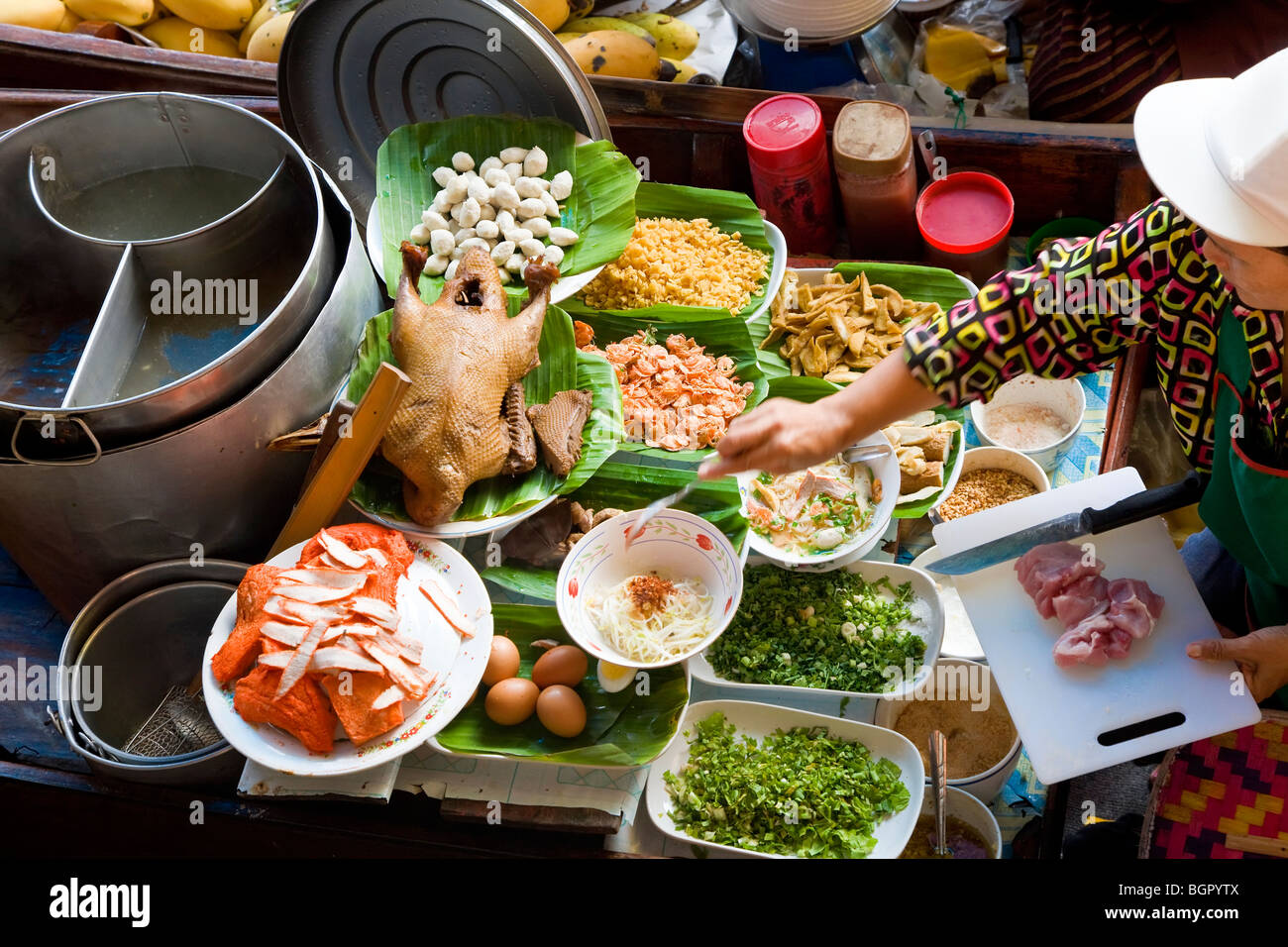 Schwimmenden Markt, Bangkok, Thailand Stockfoto