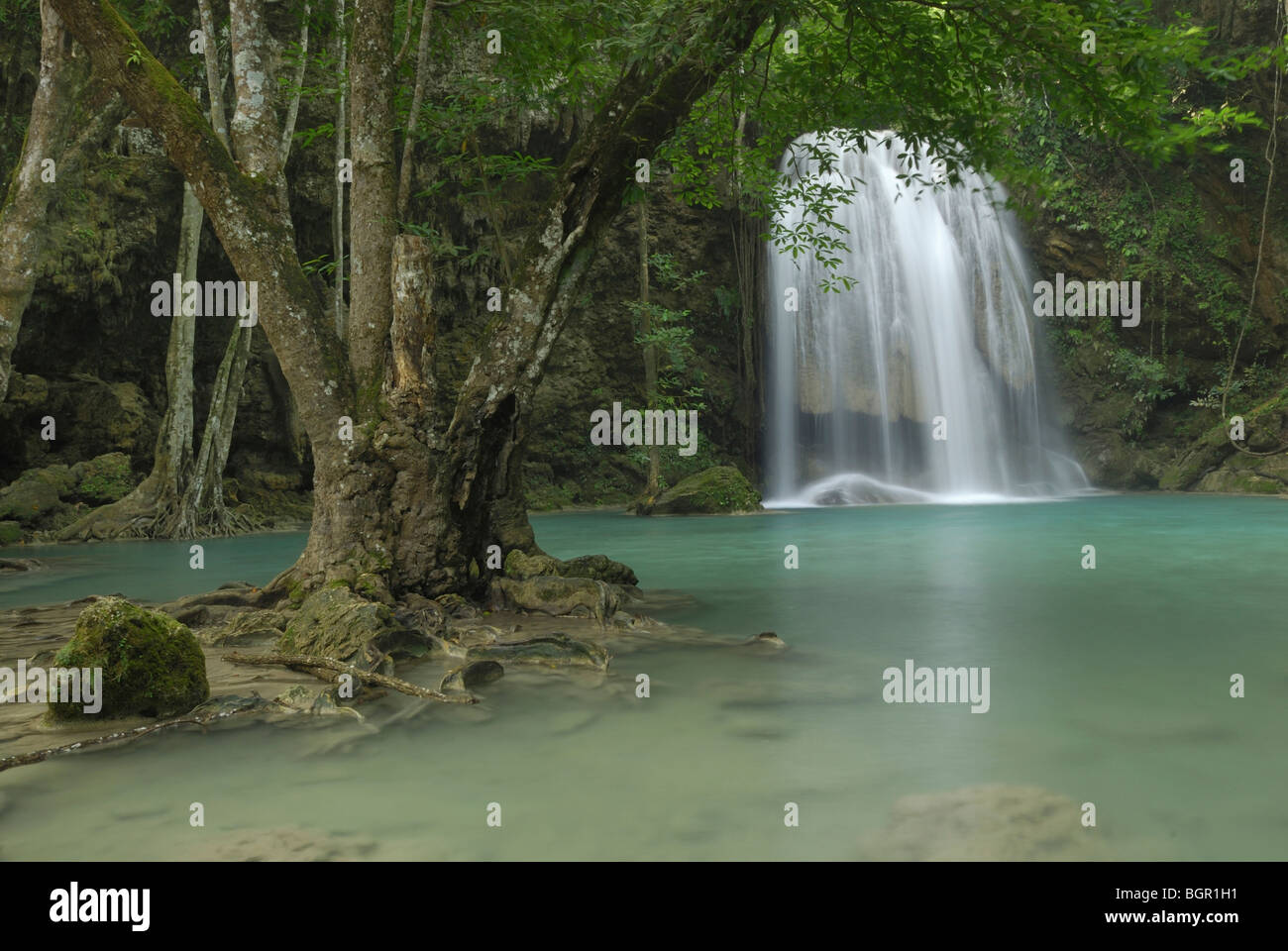 Sieben Schritte Wasserfall, Erawan National Park, Thailand Stockfoto