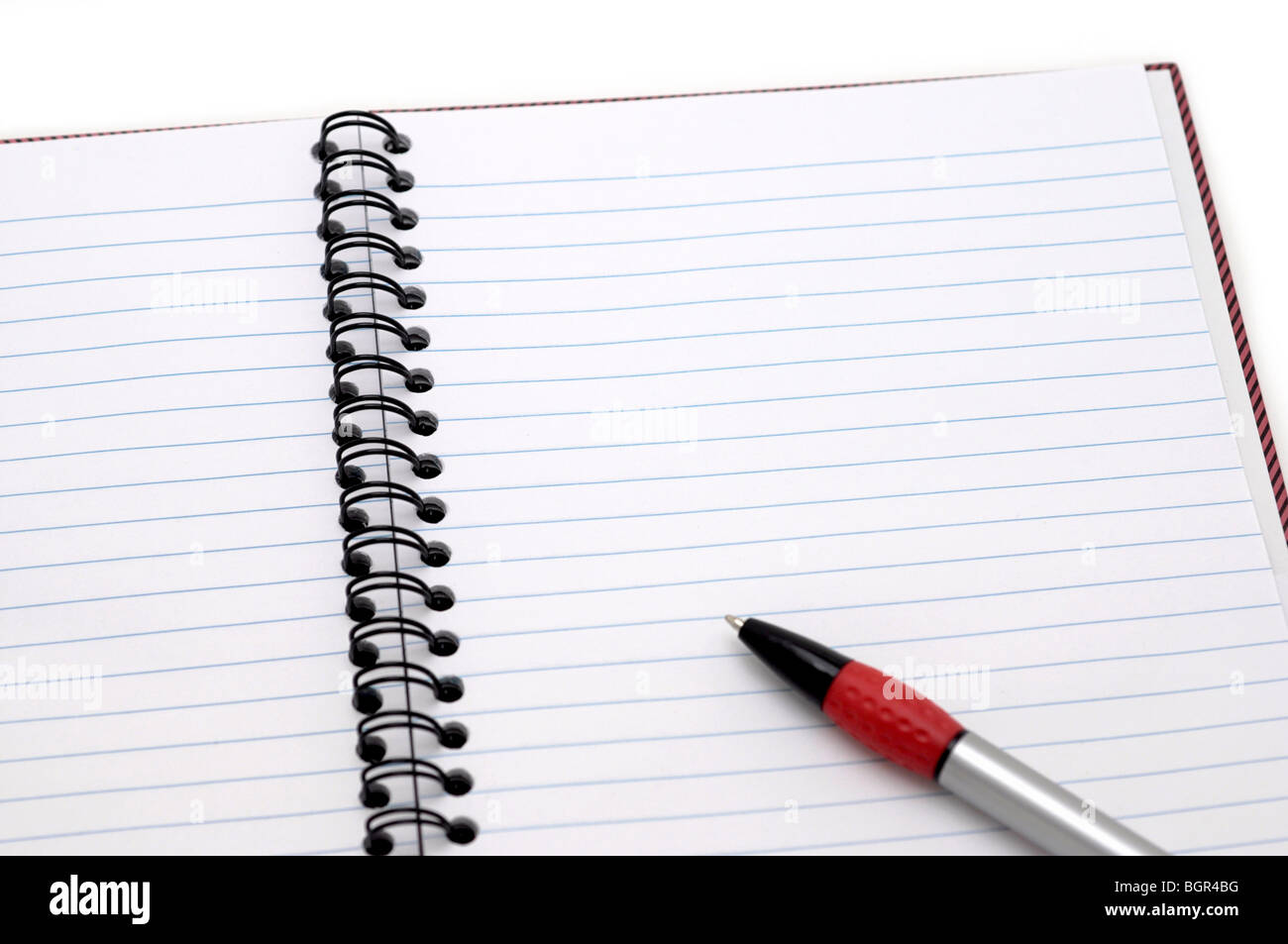 Geöffneten Notizbuch mit Stift Stockfoto