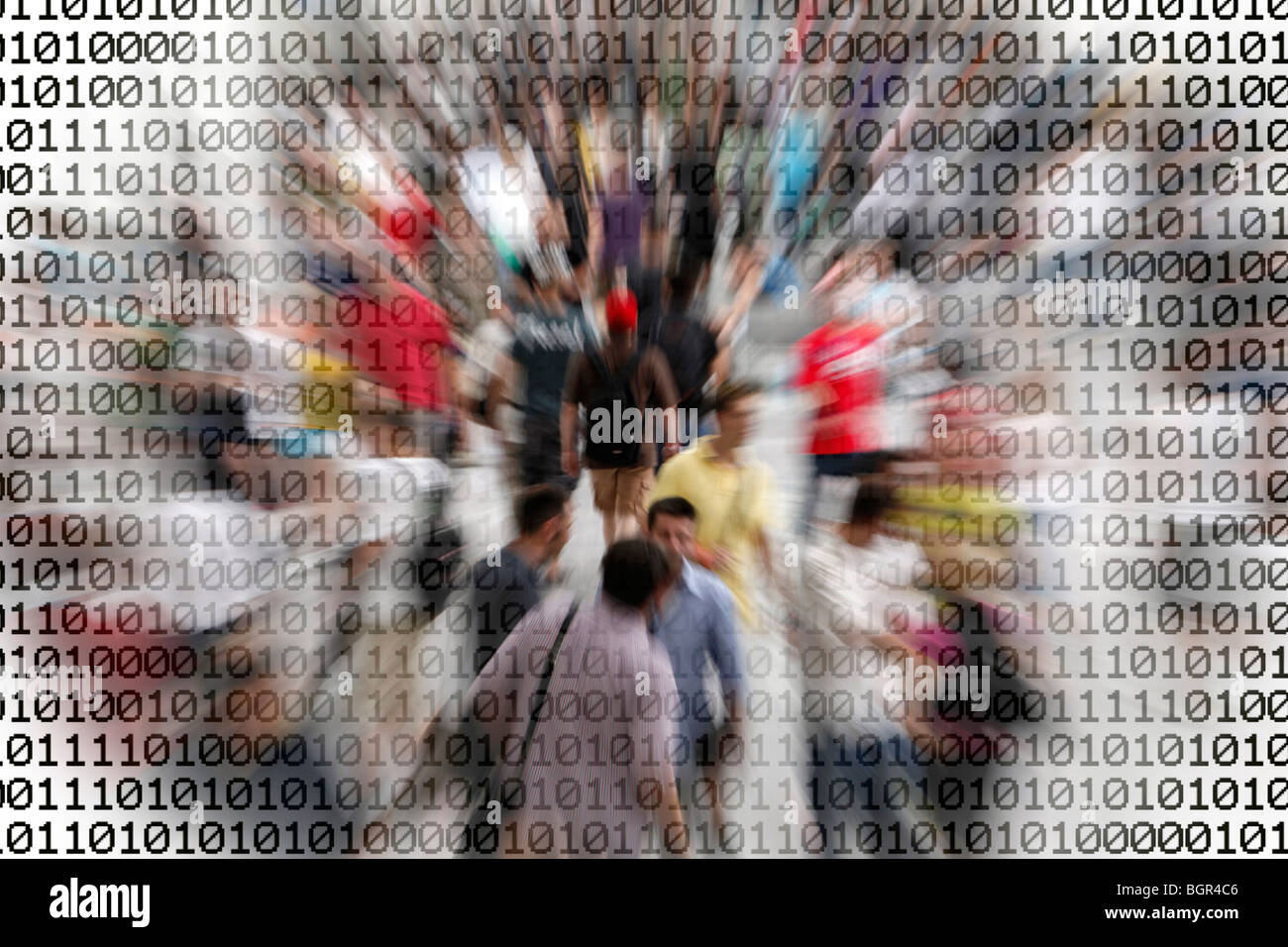 Symbol Bild Mensch und digitalisieren, Reduktion Code Nummern, Decodierung Stockfoto
