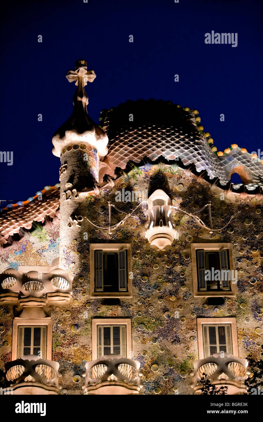 Barcelona - Spanisch-Art-Nouveau-Bewegung - Modernisme - Gaudi - Stadtteil Eixample - Casa Batllo (Gaudi) Stockfoto