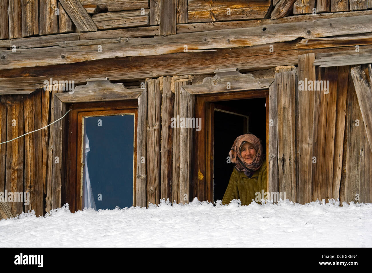 Winter-Szene von Sebenardi Dorf des Aladag Bolu Stockfoto