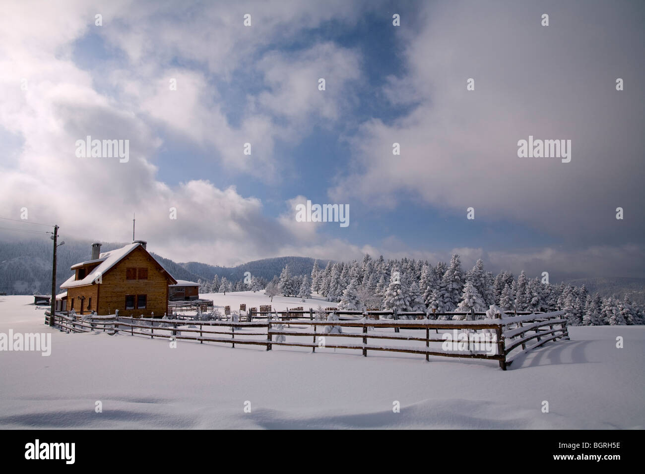 Winter-Szene aus Duvenlik Yaylasi, Aladag Bolu Türkei Stockfoto